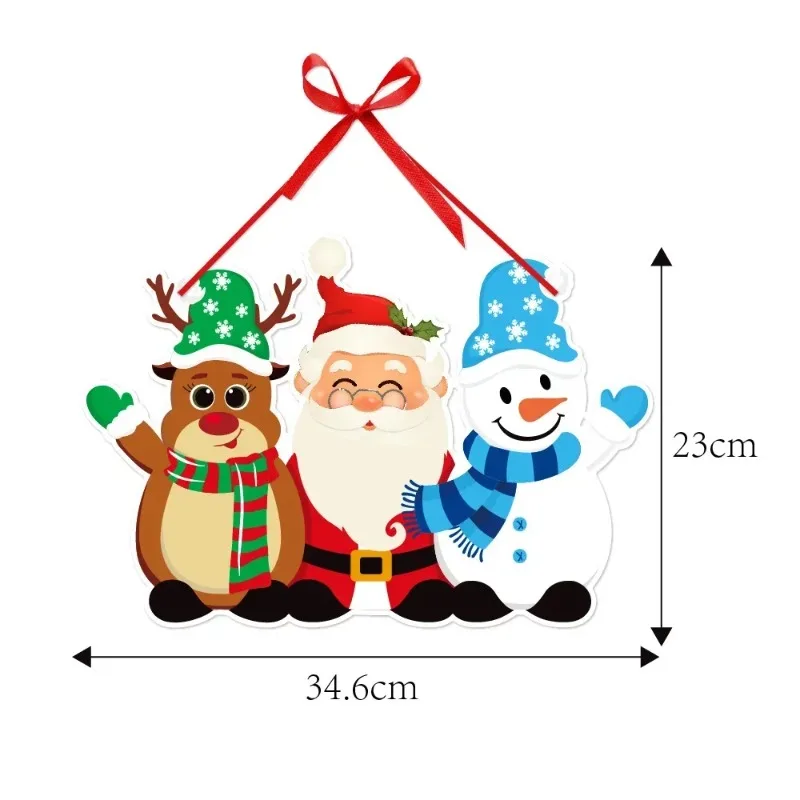Christmas Door Hanging Pendant Xmas Paper Banner Drop Ornaments Santa Claus Snowman Xmas Cars Merry Christmas Decorations