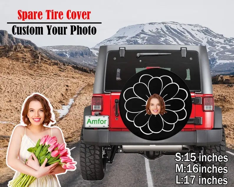 

Custom Your Photo Spare Tire Cover Personalized Face Spare Tire Cover Your Design Wheel Cover for Trailer RV SUV Gift for C