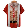 Funny Christmas Uniform Blouses Santa Claus Cosplay Shirts For Men Clothes Xmas Mens Gift Short Sleeve Streetwear Lapel Blouse 3