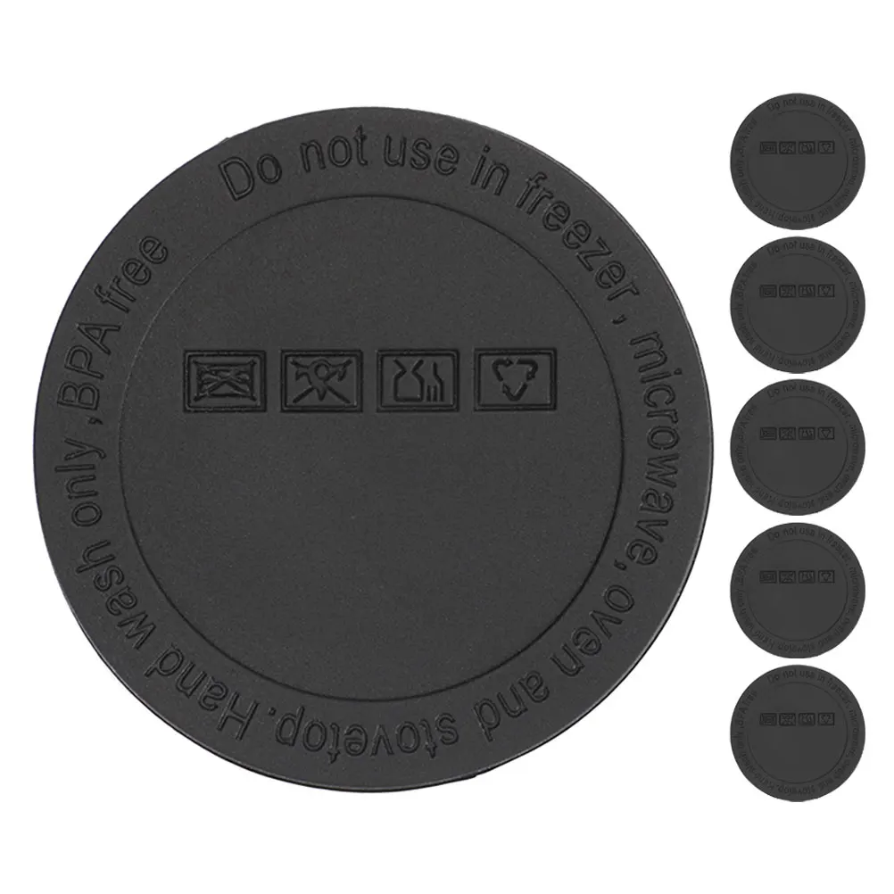 6pcs Black 56 mm Self Adhesive Coasters Rubber Bottoms For Tumblers Non-Slip Insulated Mug Pad For Coffee Shop Home Office