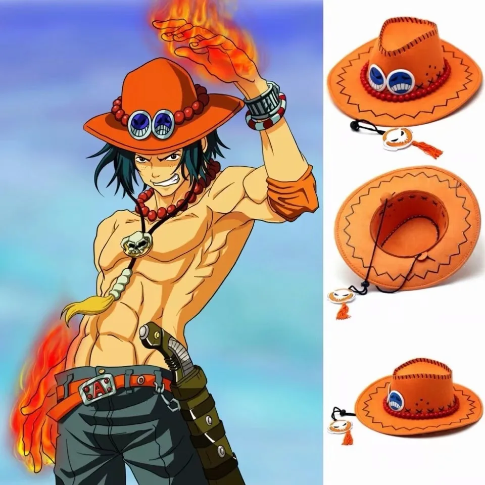 Um pedaço de fogo punho ace chapéu anime personagem ace cos chapéu