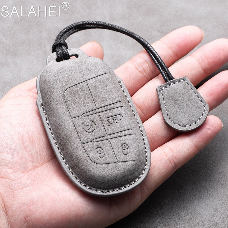

New Sheepskin Car Key Cover Case Shell For Jeep Renegade Compass Grand Cherokee for Chrysler 300C Wrangler Dodge Car Accessaries