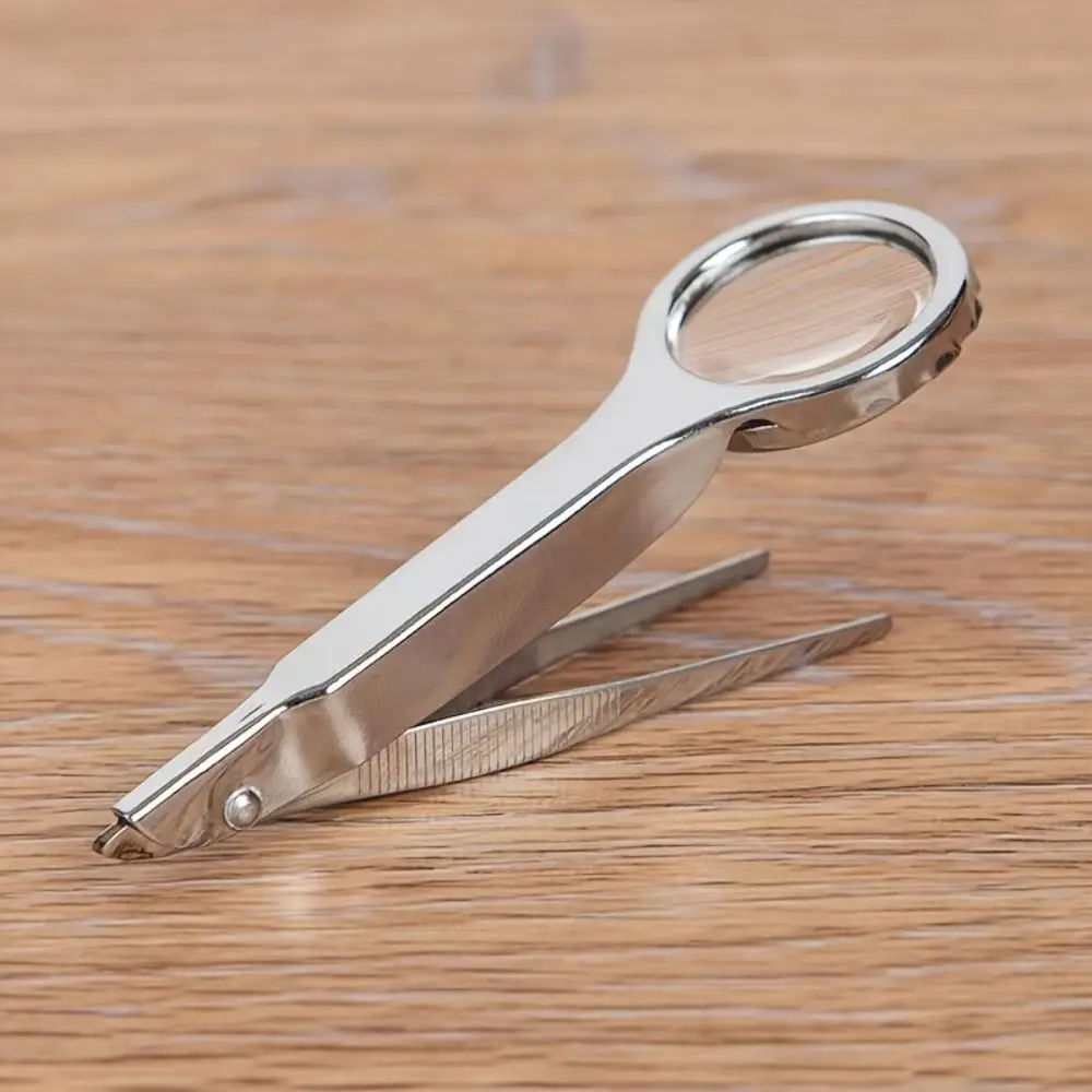 Portable Magnifier with Tweezers Magnifying Tweezers Magnifying Glass Hand-held Magnifier Repairing Loupe Tools