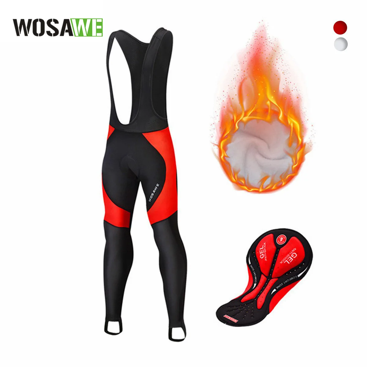 WOSAWE Cycling Bib Tights Pants Mountain Bike Road Bike Riding Strap Long Pants Cold-proof Warm Outdoor Cycling Clothes BL106