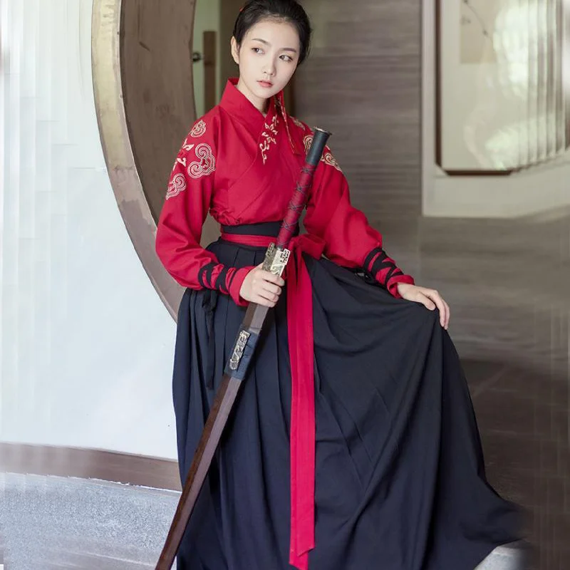 

Ancient Woman Tang Kimono Hanfu Dress Embroidery Chinese Style Traditional Cosplay Wushu Dance Costume Clothes Oriental Dresses