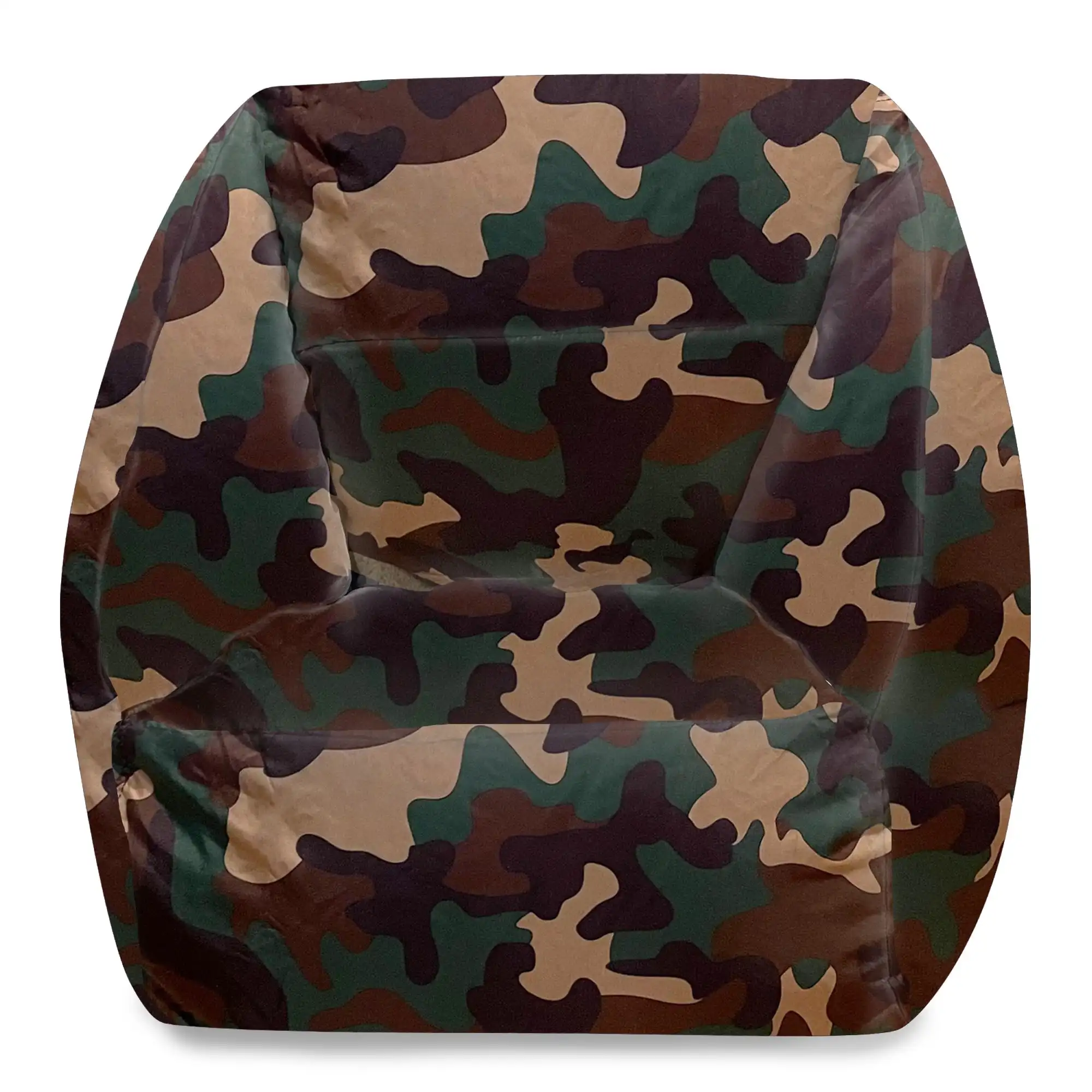 

Structured Comfy Bean Bag Chair, Nylon Lazy Floor Sofa for Living Room Bedroom Fluffy Couch with Filling - Camo Green