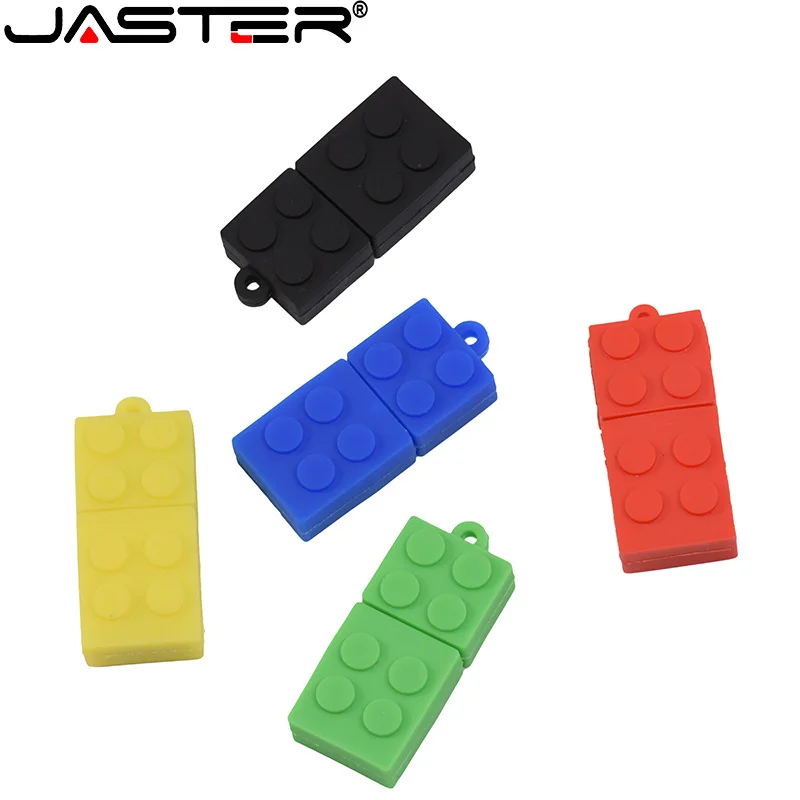 JASTER-Unidad Flash USB 2,0, modelo de bloques de construcción de silicona de cinco colores, memoria extraíble de 64GB, 32GB, 16GB, 8GB, 4GB, 128GB, disco U