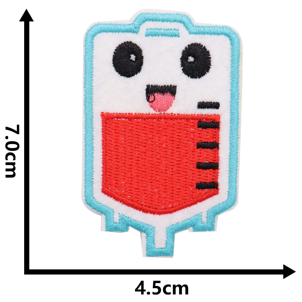 1Pcs Syringe Teeth Medicine Band-Aid Heart Mask Bow Tie First Aid Kit Infusion Embroidery Patches For Clothing Thermoadhesive 