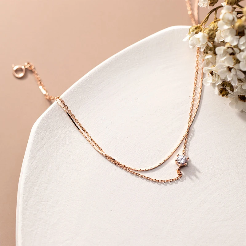 Modian Silver Simple Double Layer Anklets For Women Summer Trendy 925 Sterling Silver Foot Jewelry Fashion Style Leg Bracelet anklet bracelets silver anklets