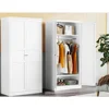 Metal Wardrobe Cabinet with Hanging Rod,White Armoire Wardrobe Closet,Metal Clothing Storage Cabinet with Adjustable Shelves 2