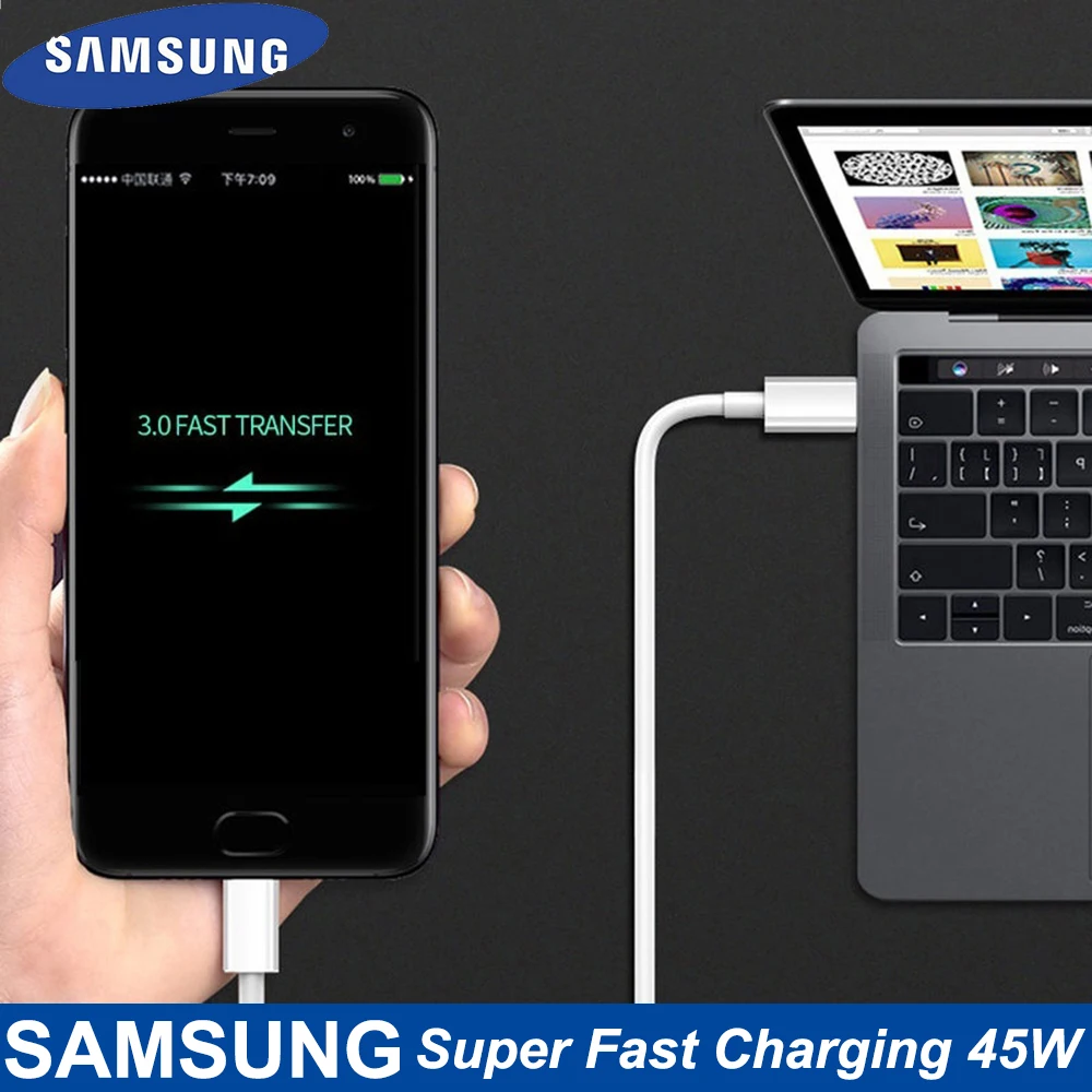 For Samsung Fast Charger 45W Fast Type C Adapter Cable for Samsung GALAXY Note 10 20 S20 Plus S20 Ultra S21 A71 A80 A91 65w usb c charger