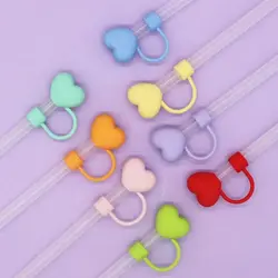 10mm Straw Covers Cap Compatible with Stanley 30&40 Oz Tumbler Cute Heart-shaped Reusable Drink Straws Covers Kitchen Tools