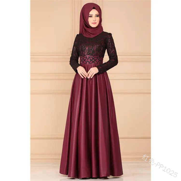 European and American patchwork skirt national style long dress lace retro dress