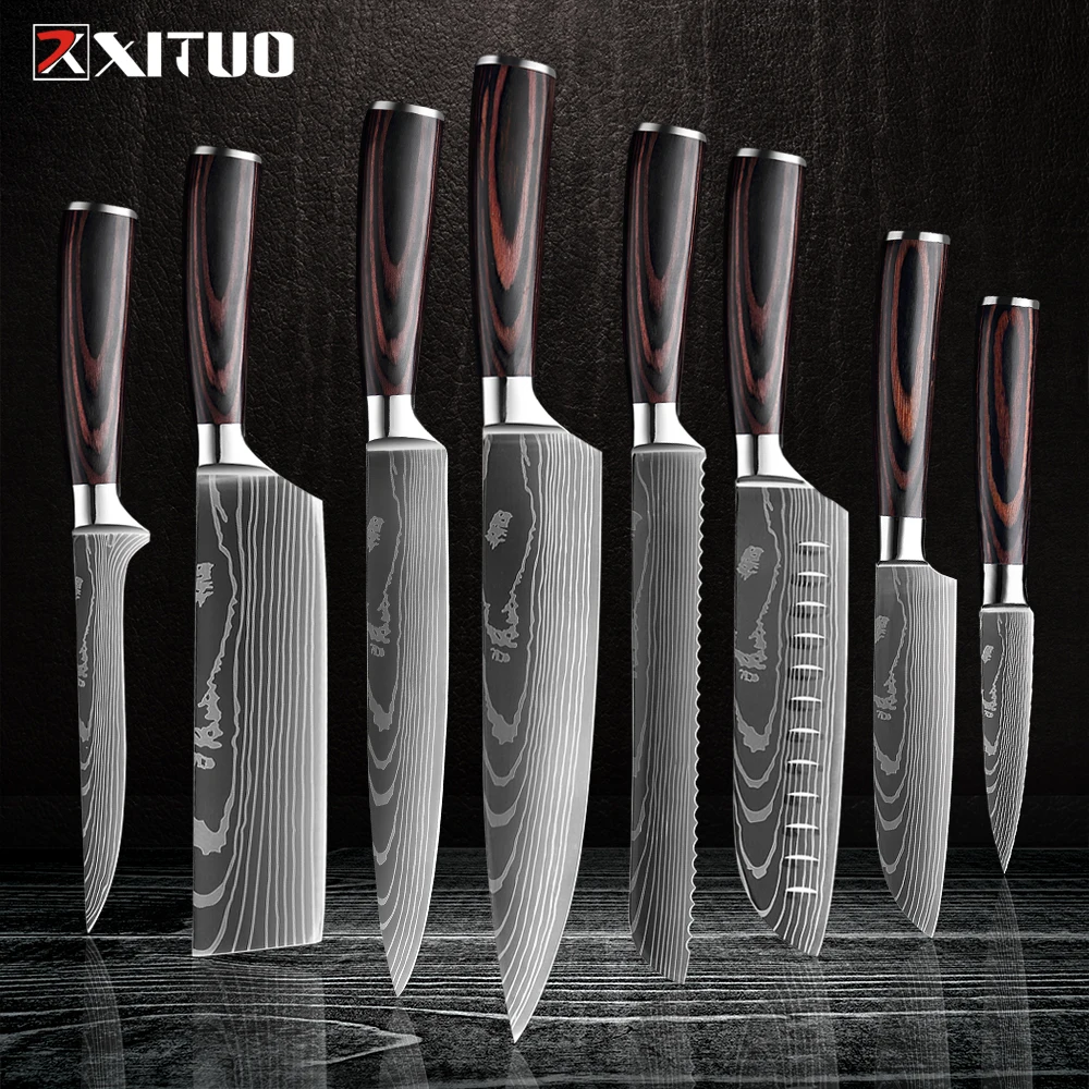 Kitchen Knives XITUO Kitchen Chef Knives Set High Carbon Stainless Steel Sharp Boning Steak Knife Slicing Santoku Chef knife Cooking Tool kitchen knives