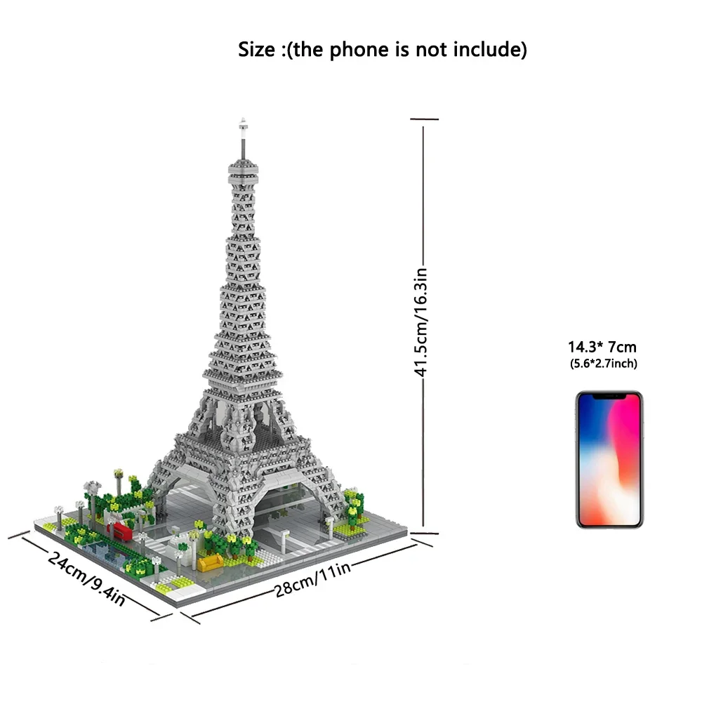 thumbnail image 1 of Sabía que se podía construir en 3 tamaños, elegir la Torre Eiffel de París, micro minibloques de construcción, juguete coleccionable, orgullo de Francia, decoración y regalo digno, 1 of 5