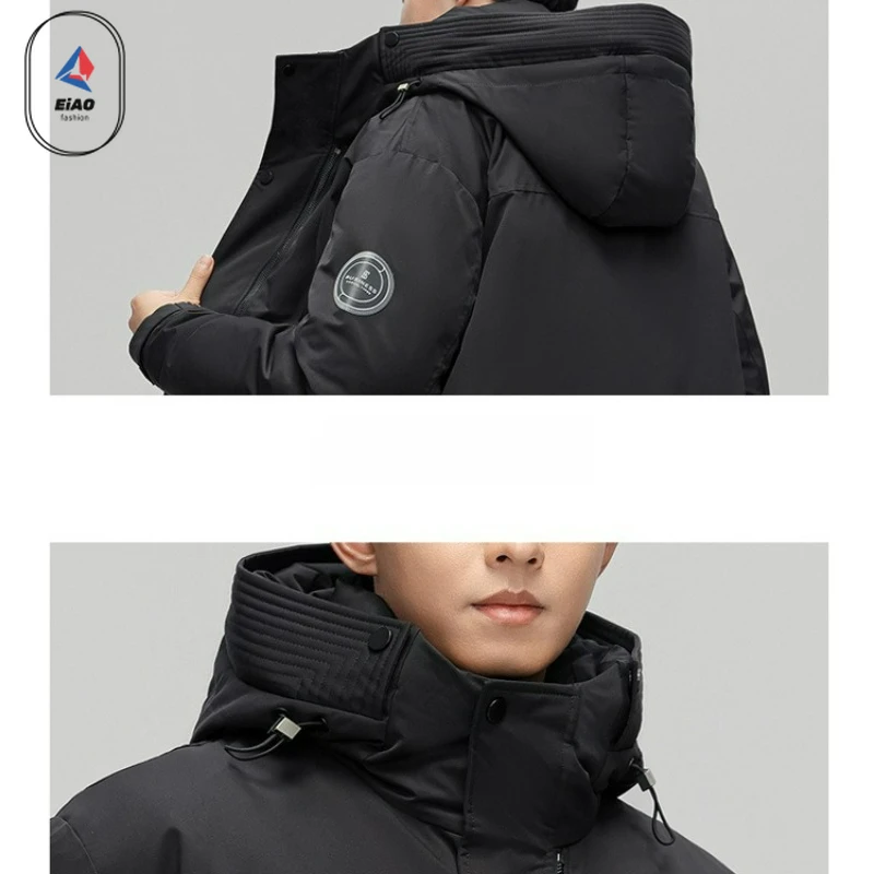 EIAO 2025 Brand Goose Down Parka Men Winter Fashion Thickened Warm Mid-length Down Jacket Hunting Ski Cold-proof Puffer Coats