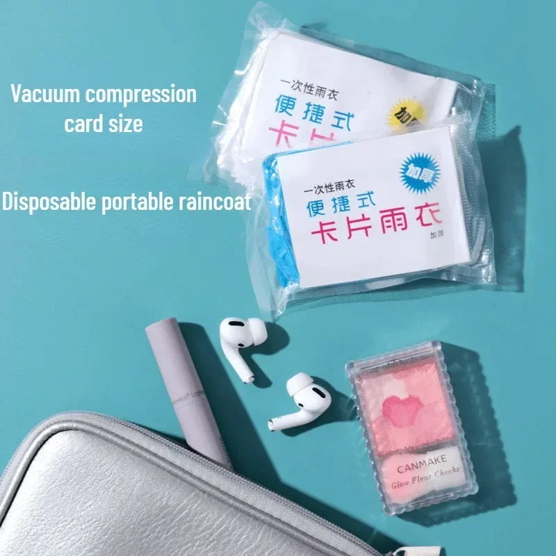 1PC Disposable Card Raincoat Portable Compression Outdoor Raincoat Adult Mountaineering Good for Camping Hiking Biking