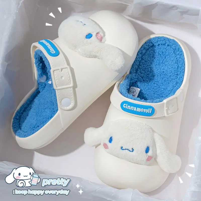 

Autumn Winter Cinnamoroll Hello Kitty Anime Kawaii Sanrio Non-Slip Warm Slippers Cute Cartoon Kuromi Indoor Home Shoes Girls Toy