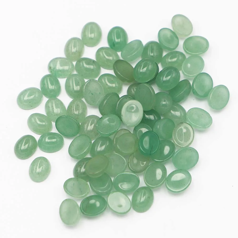 2023 New Top Quality Natural Green Aventurine Stone Oval Shape Cab Cabochons Beads for Jewelry Making 8x10mm Wholesale 100pcs