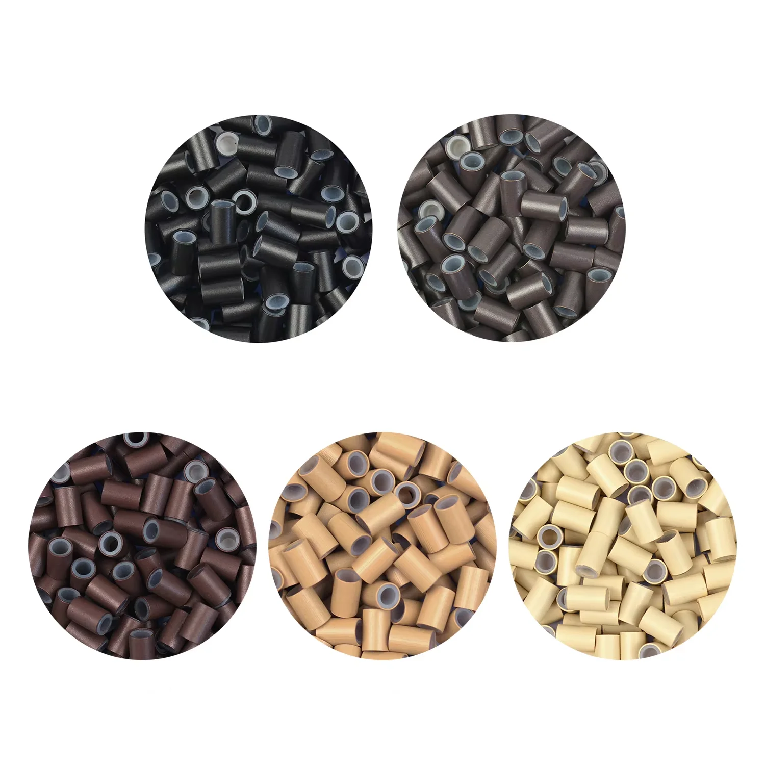 Hair Beads 500Pcs Copper Hair Beads 4.0 * 2.8* 6.0 mm Silicone Lined Micro Rings Links Beads for I-tip Hair Extensions ring beads ring beads hair extensions tools nano rings