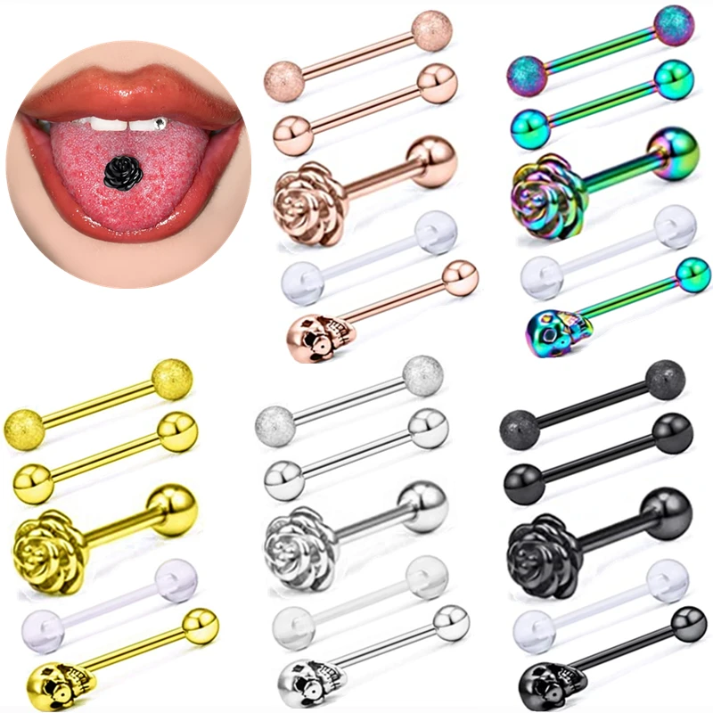 Stainless Steel Tongue Piercing Bar Pack Set Piercing Tongue