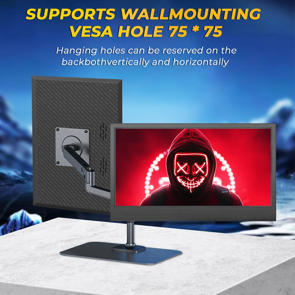 MUCAI 11.6 Inch Portable Monitor 16:9 60Hz Game Screen 45% NTSC 250Cd/m &sup2; Laptop Mac Xbox PS4/5 Switch Display Type-c Interface portable monitor