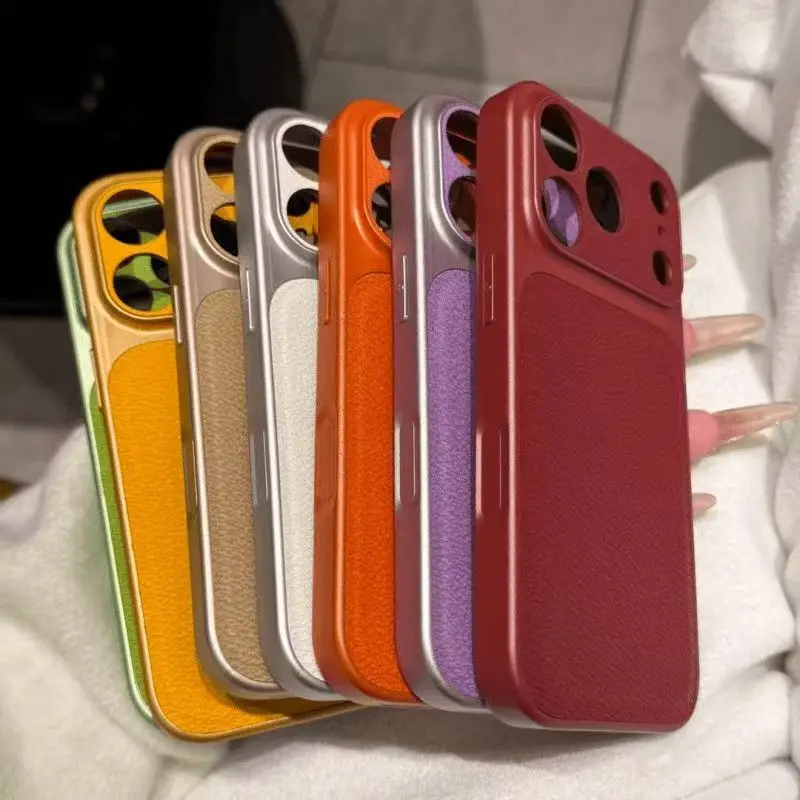 Luxury Matte Candy Color Leather Plating Phone Case - Business Shockproof Armor Cover