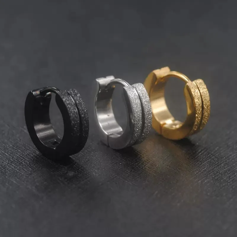 Matte Ear Buckle 925 Silver Men Hip Hop Earrings Jewelry Simple Personalized Punk Style Black Color Boys' Earrings Accessories