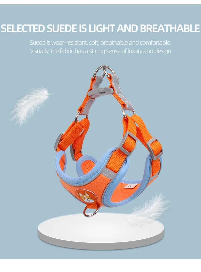 Hundegeschirr und Leinen-Set für Katzen, reflektierend, aus Wildlederimitat, für Welpen, Outdoor, ausbruchsicher, für Yorkies, weiche Weste, zum Spazierengehen, für kleine Hunde – Detail 6