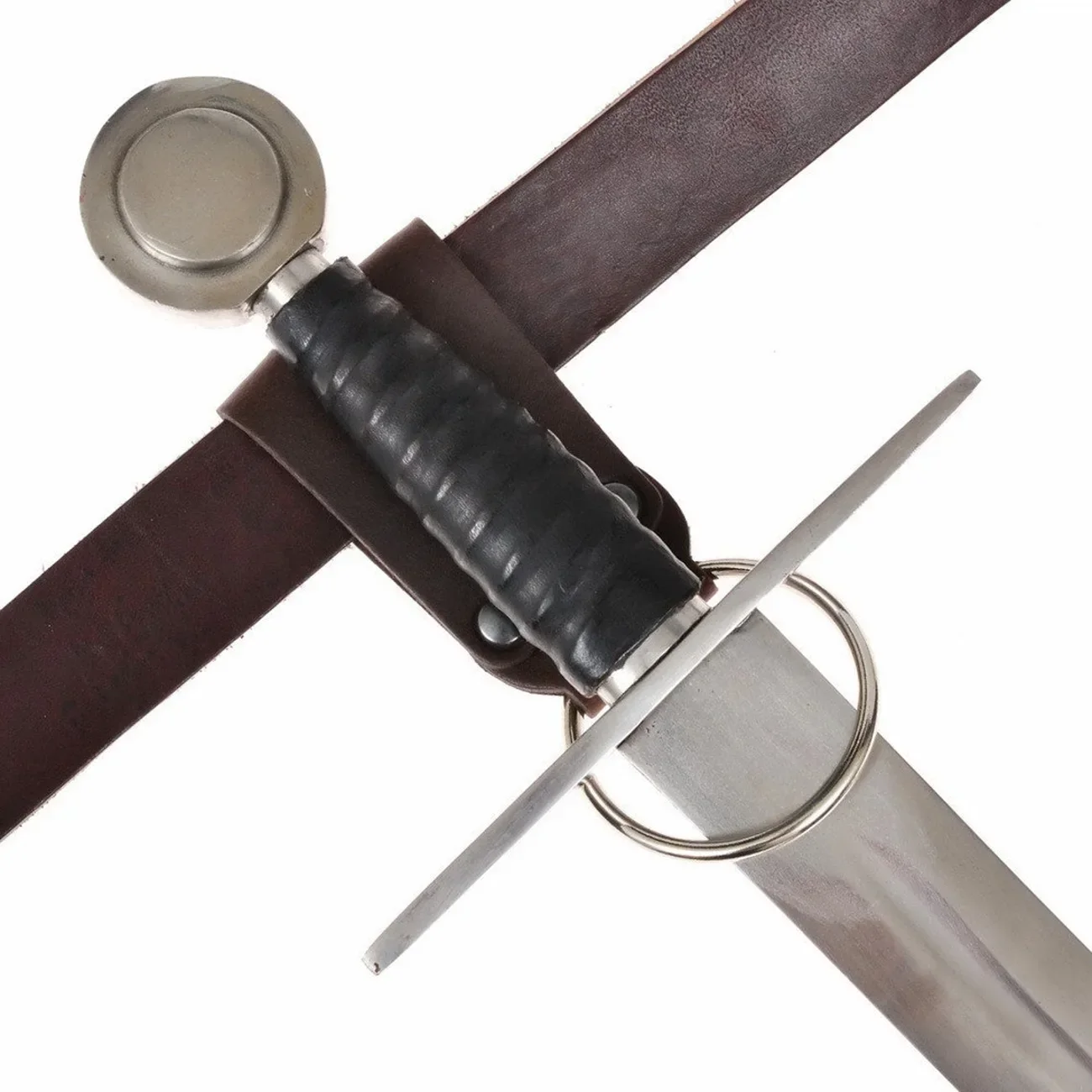 Medieval Viking knight pirate leather belt sword frog metal ring for axe mace hatchet hammer holder tomahawk holster hanger LARP
