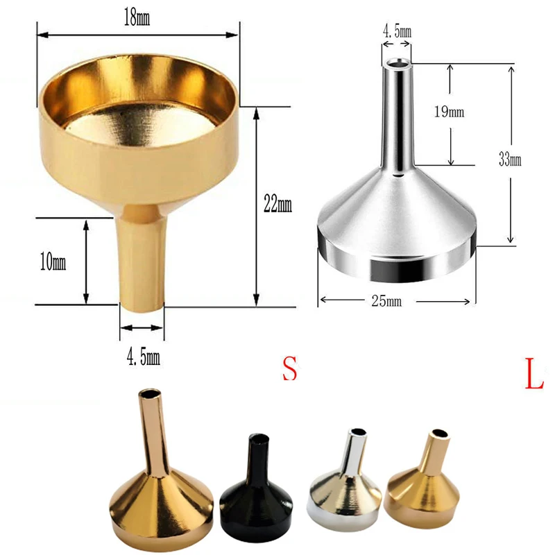 5 Pieces Mini Metal Funnels for Filling Small Bottles Transferring