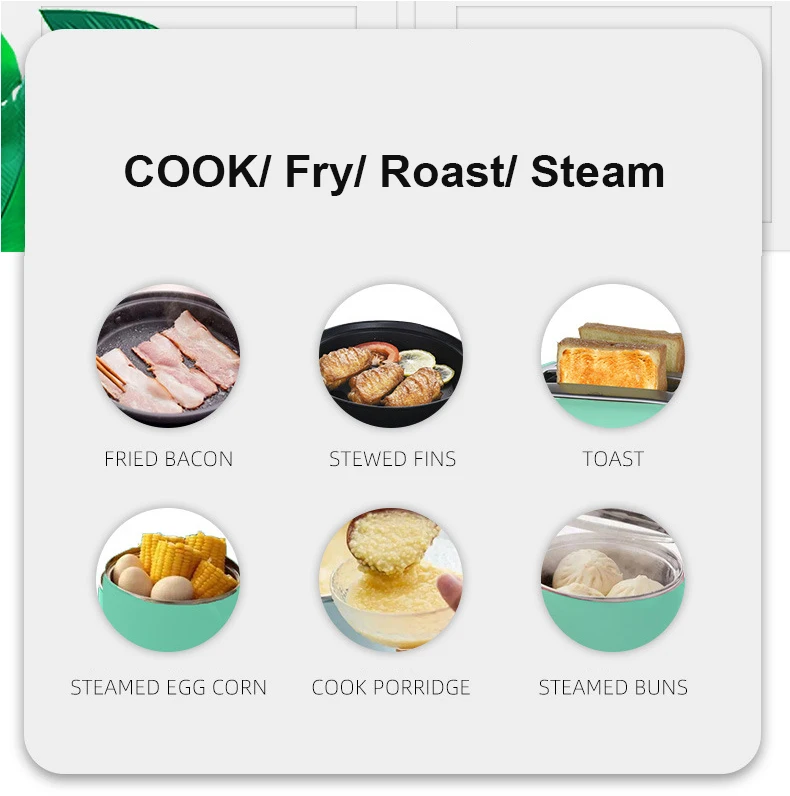 Description Picture 3 of itemElectric Bread Toaster Oven Breakfast Sandwich Grill Breakfast Machine Eggs Poacher Boiler Food Steamer Frying Pan Noodle Cooker