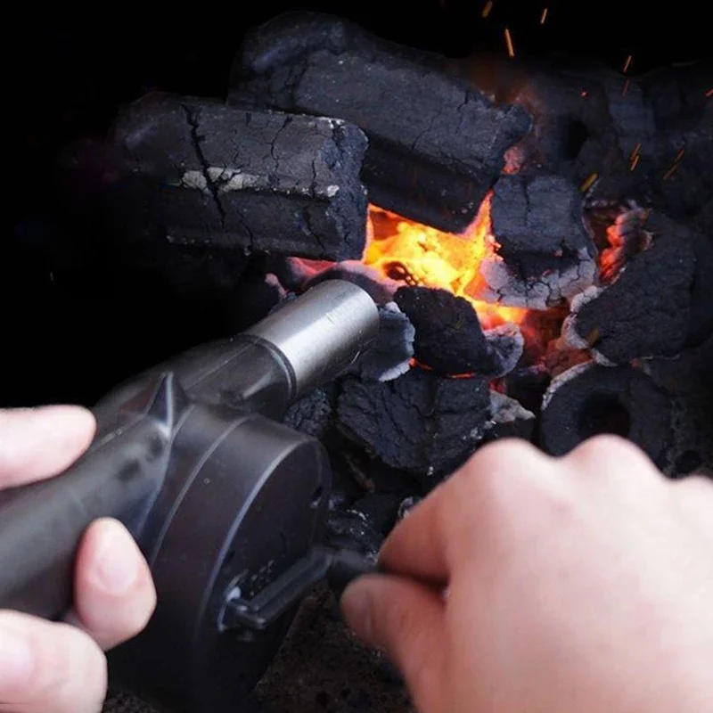 Barbecue Blower Small Manual Blower Combustion Aid Hand Cranked Hair Dryer Outdoor Barbecue Hair Dryer Utensils barbecue blower