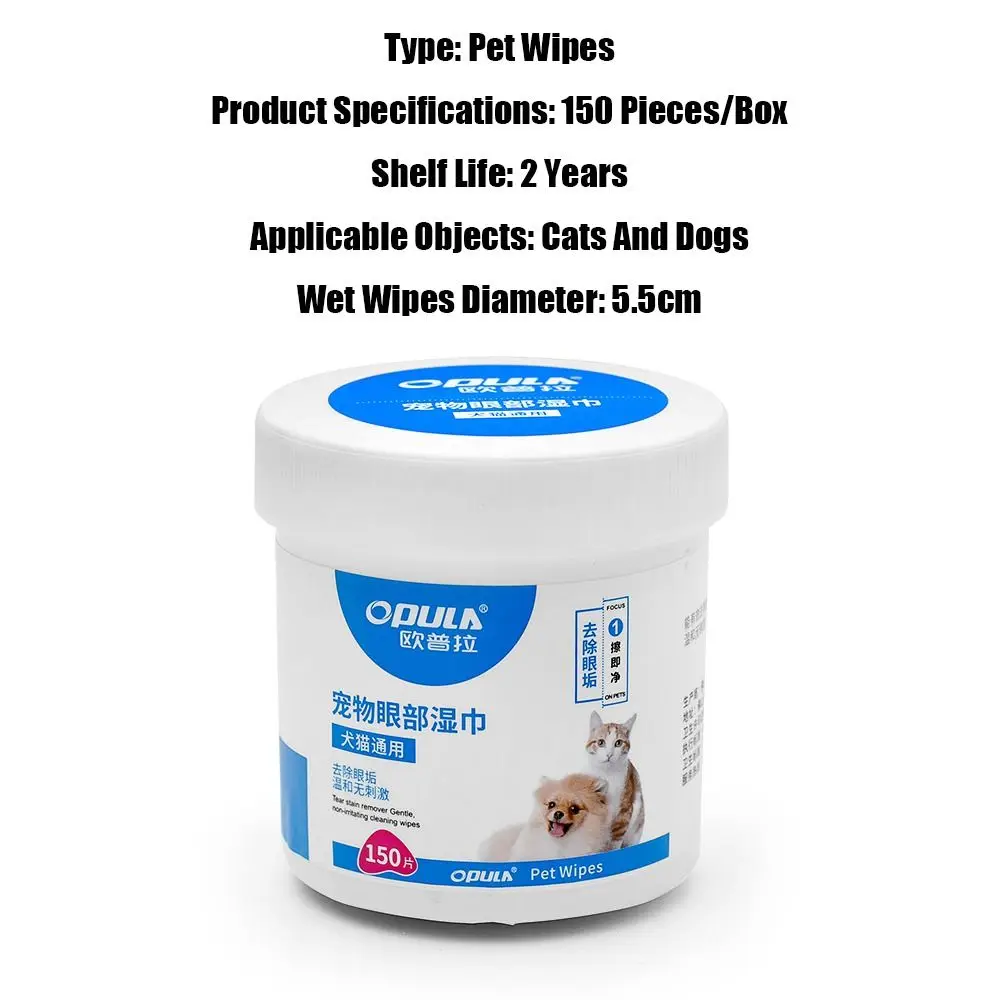 Pet Cleaning Wipes 150Pcs Pet Eye Wipes Cats And Dogs Tearmark Wet Wipes Dog Cat Eyes Ears Cleaning Paper Towels Cats And Dogs Universal No Irr