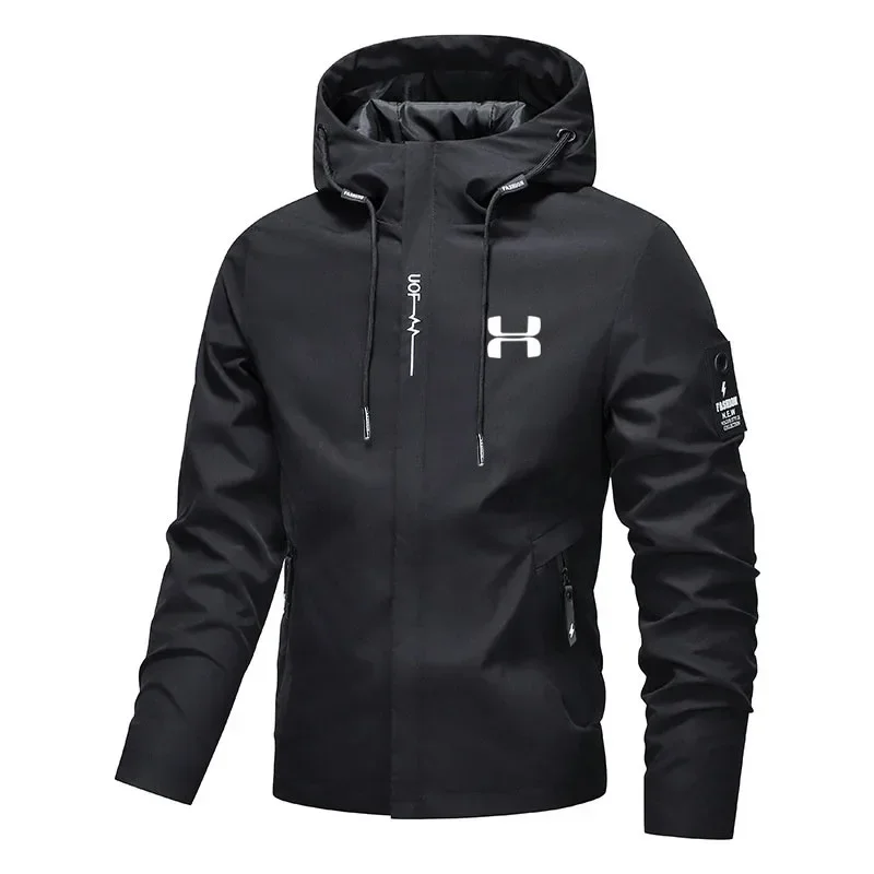 2026 New Spring and Autumn Streetwear Hooded Jacket, Casual Zip-Up Outerwear, Loose-Fit Jacket, Outdoor Hiking and Running Windp