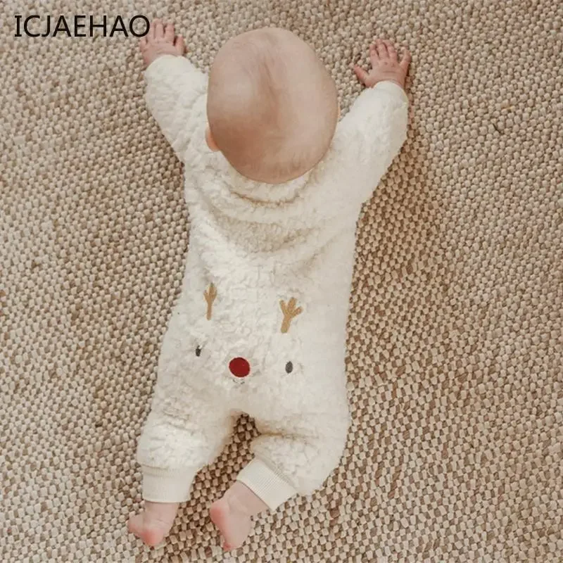 Rompers for Girls Boys Newborn Baby Xmas Coats Costume Children Fur Jumpsuit Deer Toddler Winter Clothes Newborns Items