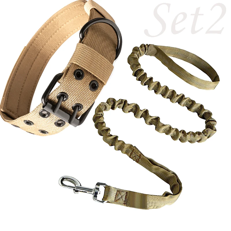 Durable Tactical Dog Collar and Leash Set - Adjustable Nylon for Training Medium to Large Dogs