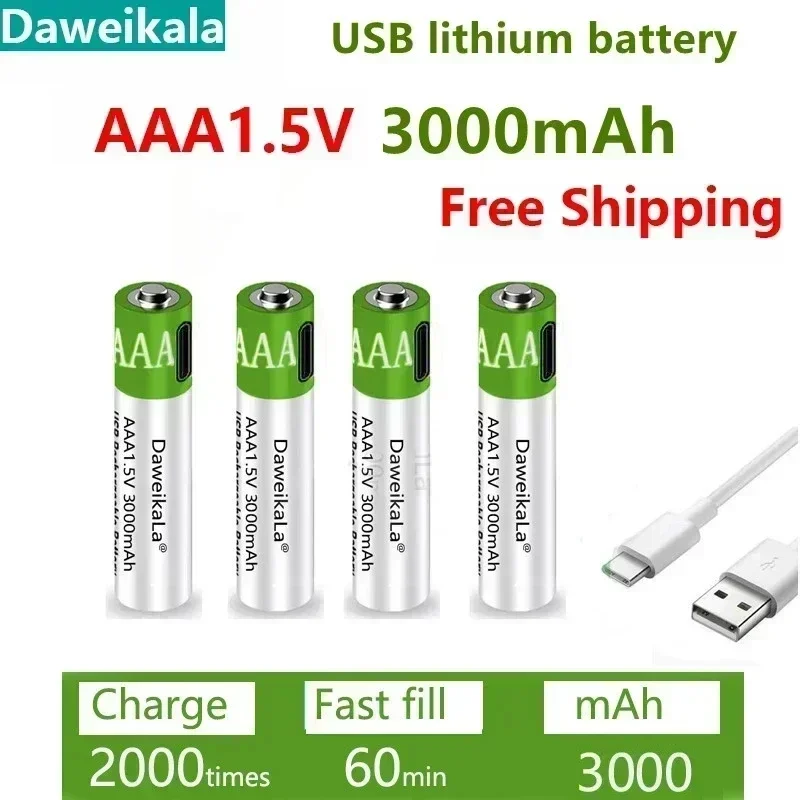 XTAR oplaadbare AA 1.5V li-ion batterijen inclusief lader (4 stuks, 2500 mAh) XTAR