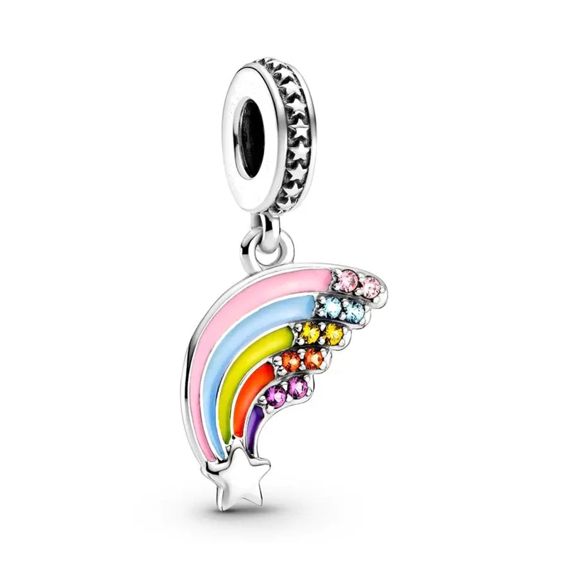 New Arrivals Color Rainbow Dangle Charms Beads Fit Original European 925 Sterling Silver Bracelet DIY Women Fashion Jewelry Gift 3