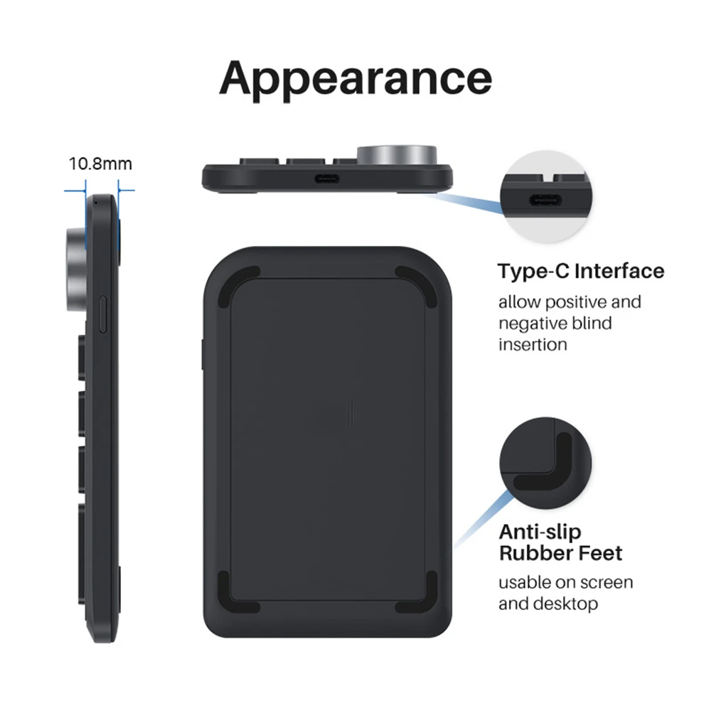 HUION KD100 용 미니 키보드, 그래픽 드로잉 태블릿용, 다기능 무선 디지털 키보드 키패드, 18 개의 단축키