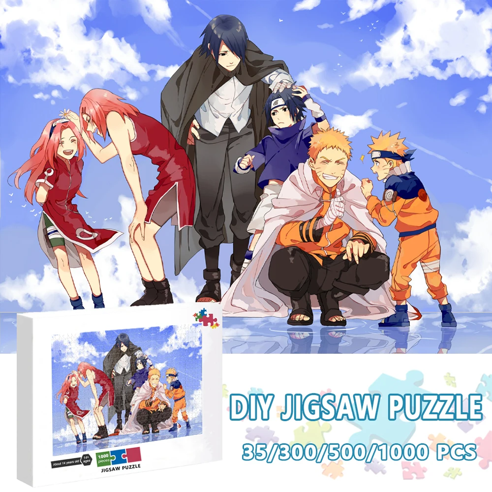 Bandai Naruto Anime Jigsaw Puzzles 300/500/1000 Pieces Japanese Cartoon Decompress Educational Wood Puzzle Kids Adult Game Toys puzzles jigsaw 1000pieces adult puzzles difficult noctilucent growups puzzle landscape adult kids children educational game toys