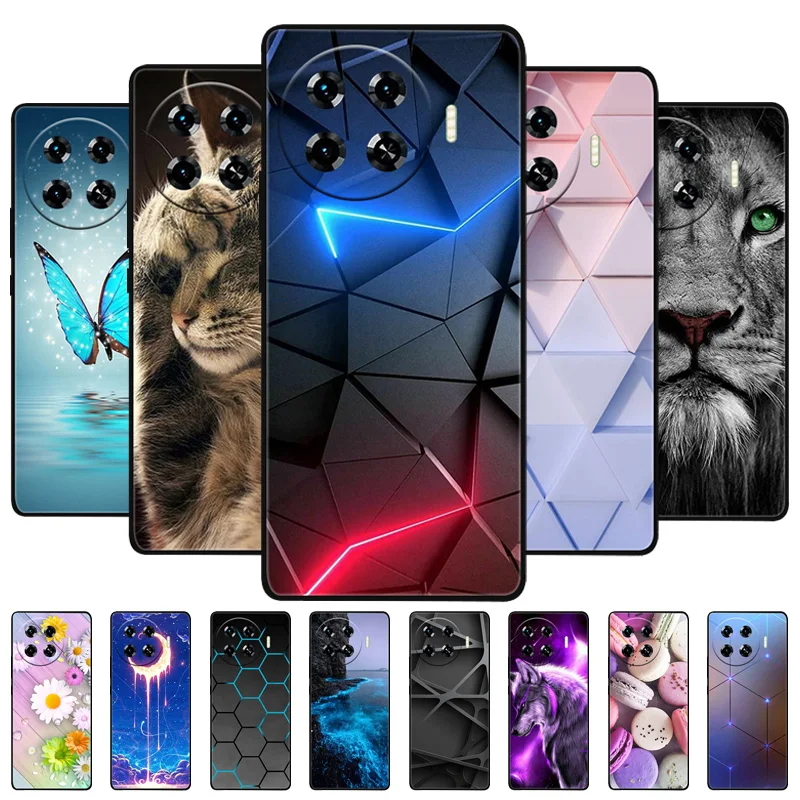 Tecno Spark 20 Pro Plus Black Silicone Case with Lion and Wolf Design