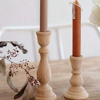 Wooden Candlesticks Unfinished Wood Candle Holder Pillar Taper Candle Stands for Wedding Party Birthday Home Table Decoration 4