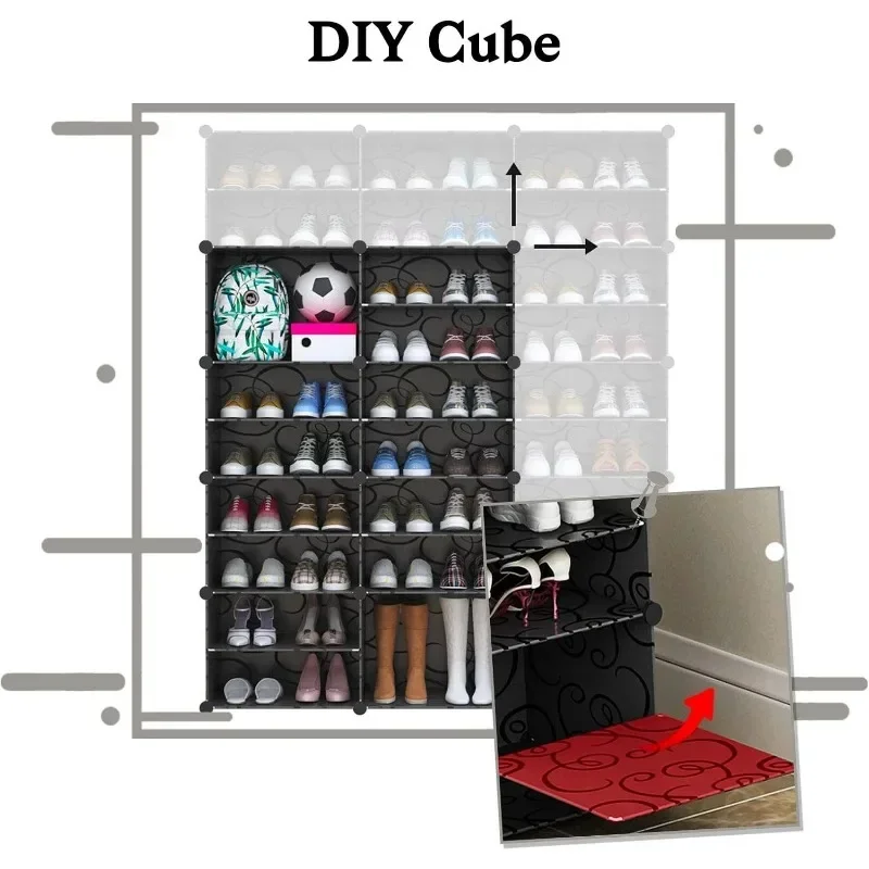 Shoe Rack Shoe Organizer Shoe Cabinet 8 Tier Storage Cabinet with Doors