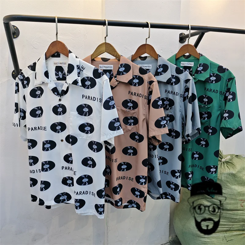 

Free shipping WACKO MARIA 24ss vinyl record Nomura Training City Hawaii short sleeved shirt men's Tops