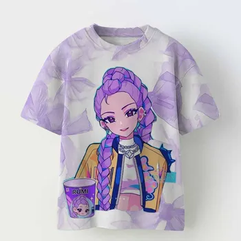 KPop Demon Hunters Tiger Girls Boys T Shirt K-Pop Demon Hunters Children's Clothing T-shirts Cute Cartoon Print Tee Tops 1