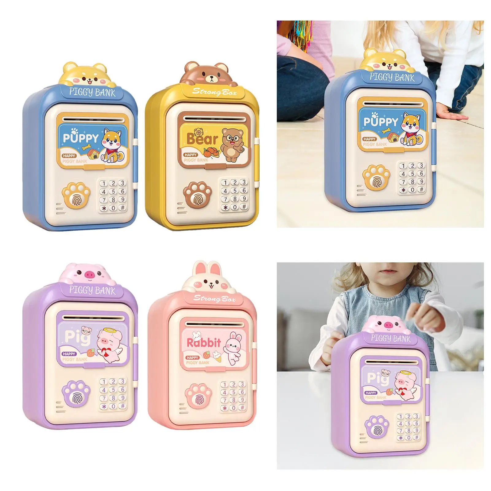 Electric ATM Money Bank Automatic Roll Cash Security Box Kids Piggy Bank Password Lock Savings for Birthday Gift Kids