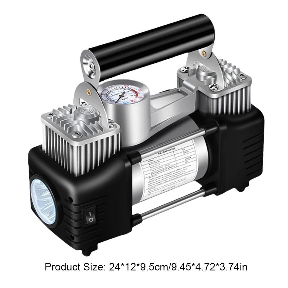 새로운 12V 전기 자동차 타이어 공기 주입기 150PSI 듀얼 실린더 에어 펌프 헤비 듀티 자동차 트럭 에어 컴프레서 듀얼 실린더 타이어 공기 주입기