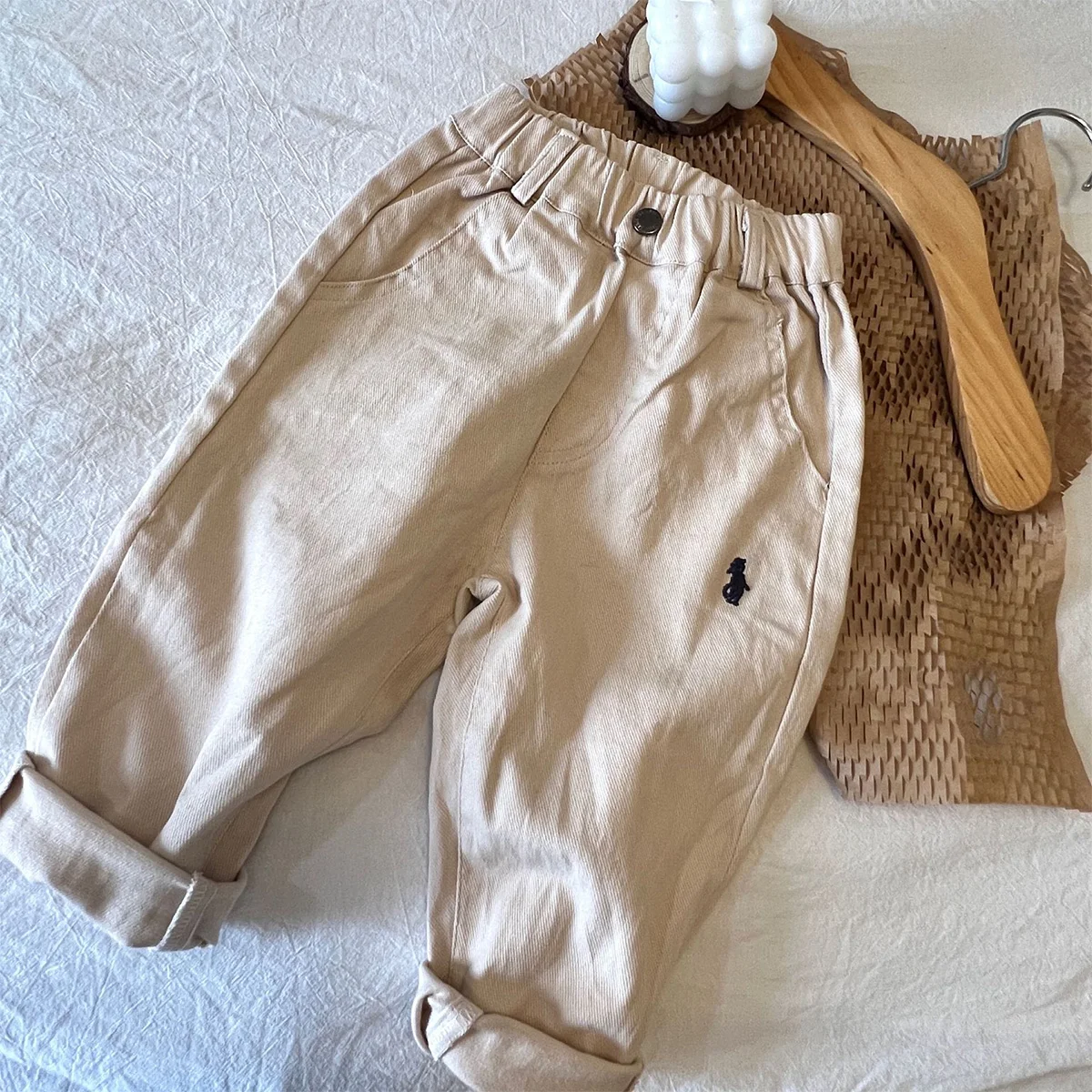 Boys High Stretch Work Pants Cotton Pattern Casual 1-5Y Spring Autumn Pants