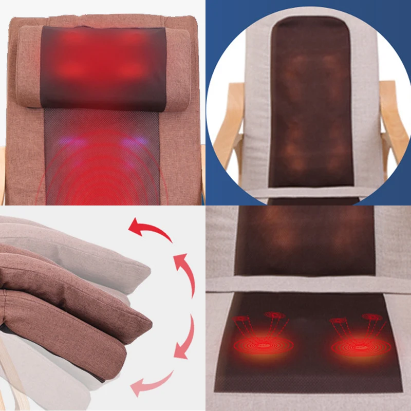 Electric Massage Rocking Chair, Back Lumbar Cervical Kneading,Heating Vibration Mobile Rollers, with Pillow Washable 5